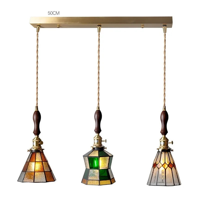 DecorBites™ مصباح معلق نحاسي زجاجي مع مفتاح خشبي: مصباح LED إسكندنافي حديث معلق