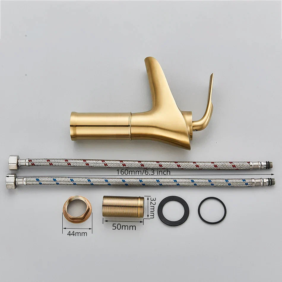 DecorBites™ Gold Waterfall Wine Glass Basin Faucet - Single Lever Bathroom Mixer