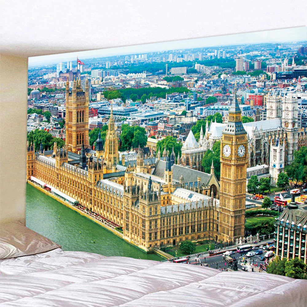 DecorBites™ City View Tapestry: Bohemian Psychedelic Wall Hanging for Home Decor