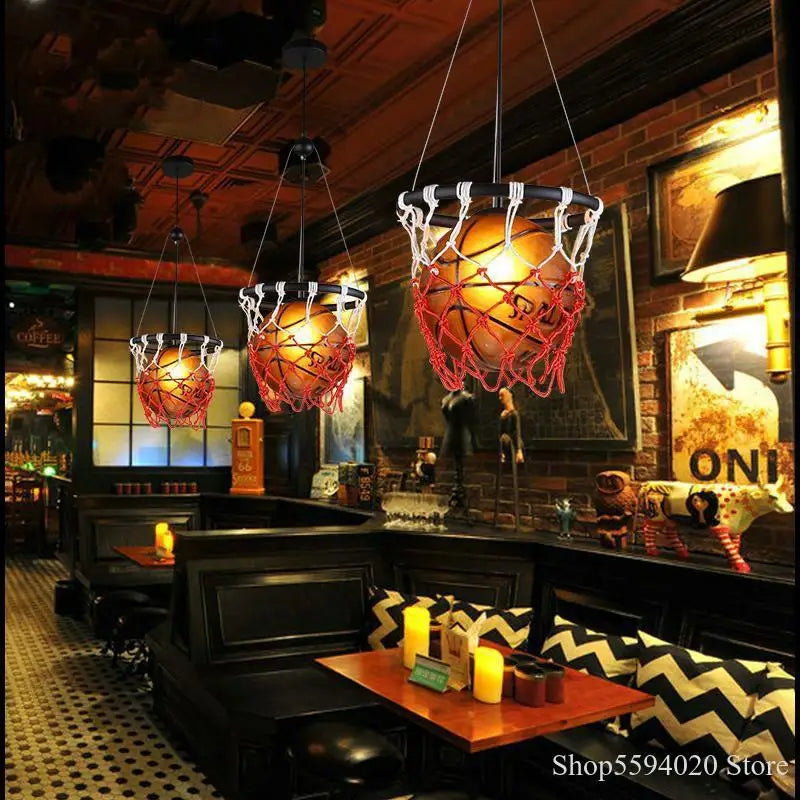 DecorBites™ مصباح معلق بتصميم كرة السلة للمنزل، ديكور للمقهى، المتجر، غرفة المعيشة، غرفة النوم، المطبخ