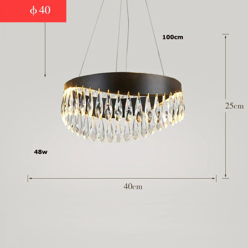 DecorBites™ ثريا ذهبية كريستالية من الفولاذ المقاوم للصدأ لغرفة الطعام