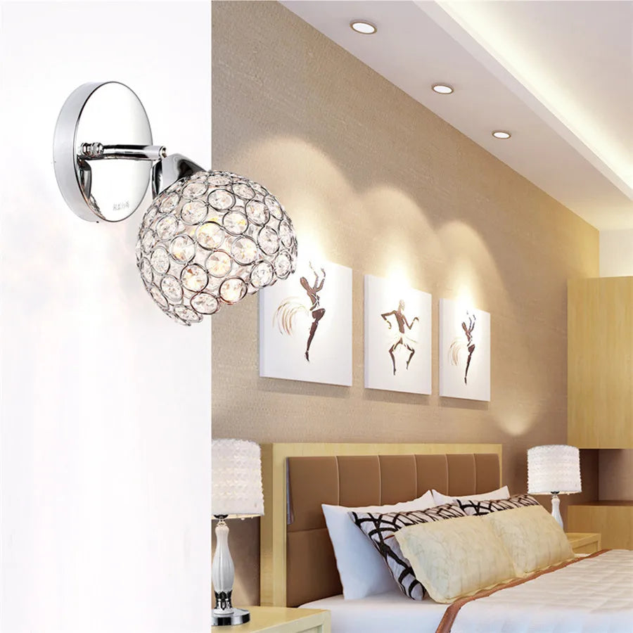 DecorBites™ Crystal Wall Sconce: Retro Luxury for Living Room, Balcony, or Aisle Lighting