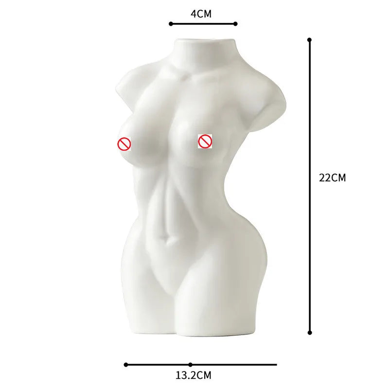 DecorBites™ Abstract Nude Female Ceramic Vase Black White Home Decor Ornament