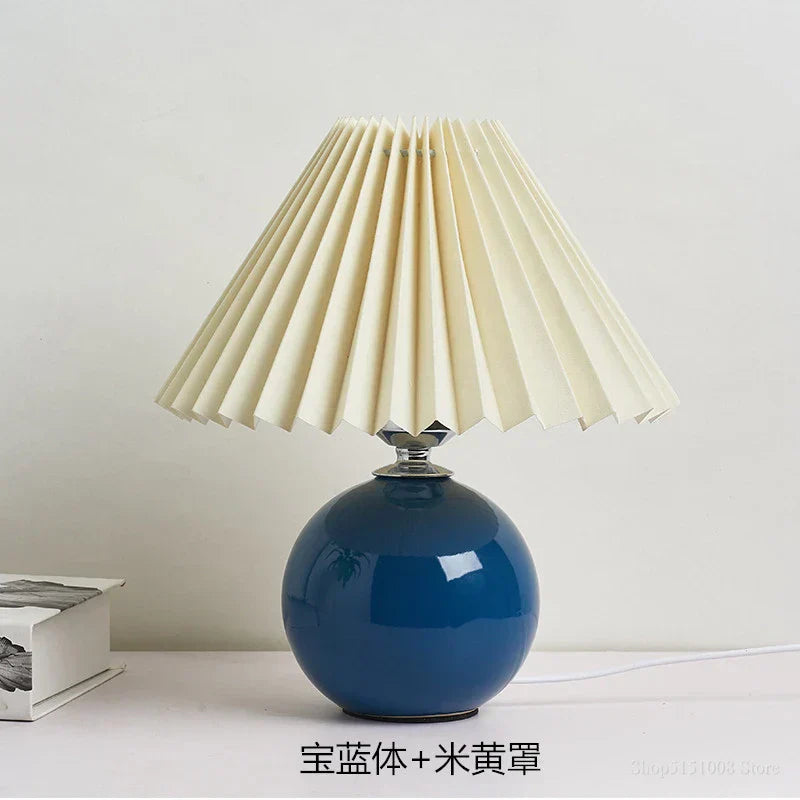 Lampes de table japonaises DecorBites™ en céramique Abat-jour plissé pour salon Éclairage chaleureux pour chambre