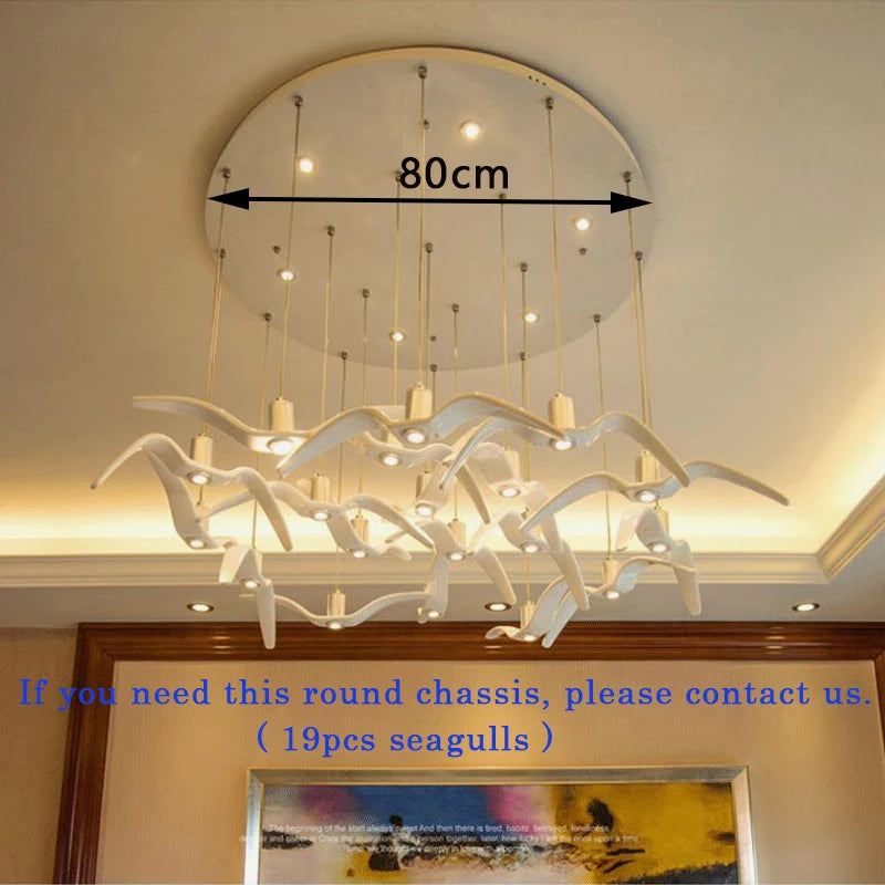 Contemporary White Seagull Resin Pendant Light