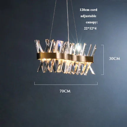 ثريا LED ذهبية كريستالية من DecorBites™ لغرفة الطعام