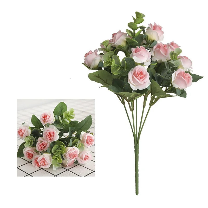 DecorBites™ 5-Fork 11 Roses Bouquet for Home Decor – Small Fresh Korean Style Simulation