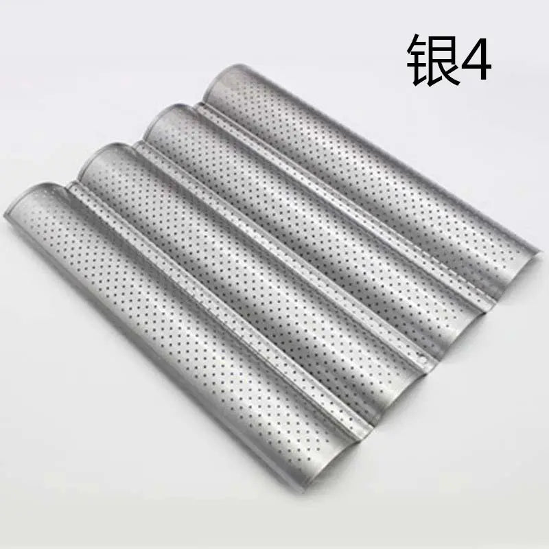 DecorBites™ Wave Bread Pan for Baking French Baguettes - 4 Groove Non-Stick Cake Tray
