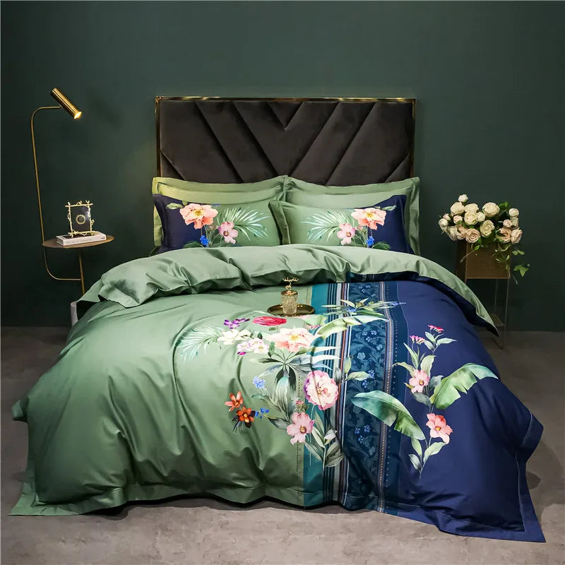 DecorBites™ 1400TC Egyptian Cotton Bird Floral Bedding Set - Luxury 4Pcs