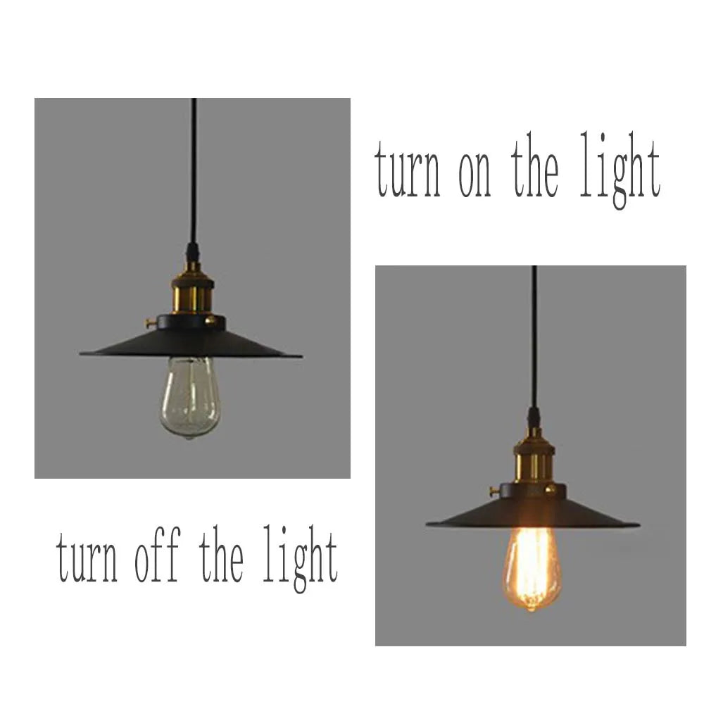 E27 Vintage Retro Edison Loft Indoor Pendant Lamp, Retro Industrial Ceiling Lamp Lacquered Iron Umbrella Lampshade Country Art
