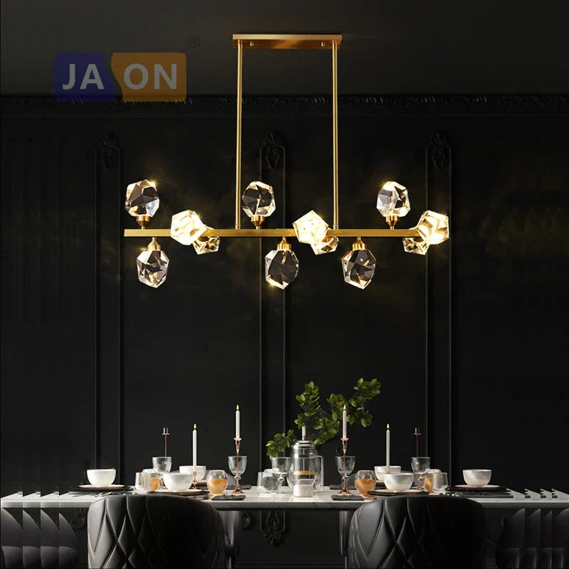 DecorBites™ ثريا نحاسية كريستالية لإضاءة غرفة الطعام