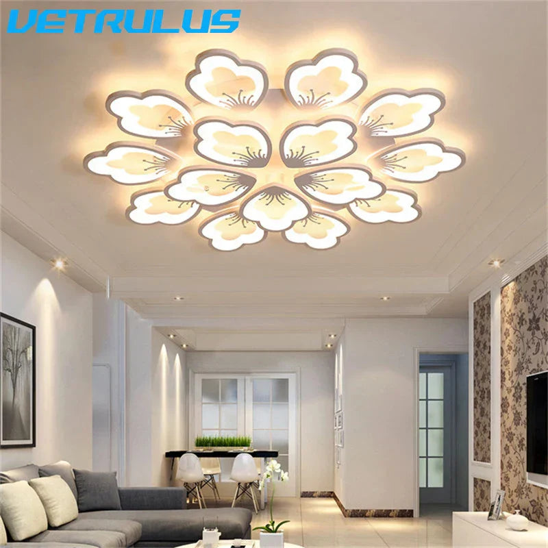 ثريا سقف أكريليك بتصميم لوتس ومصابيح LED من DecorBites™ لغرف المعيشة والطعام والدراسة العصرية