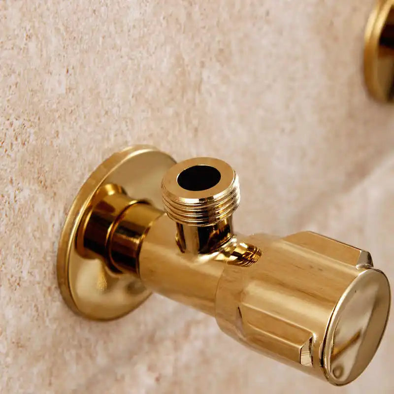 DecorBites™ Gold Solid Brass Wall Mount Triangle Valve for Faucet and Toilet