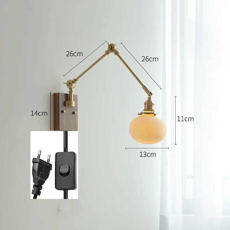DecorBites™ Copper Swing Arm Wall Lamp Sconce - LED Wall Light for Bedroom Living Room