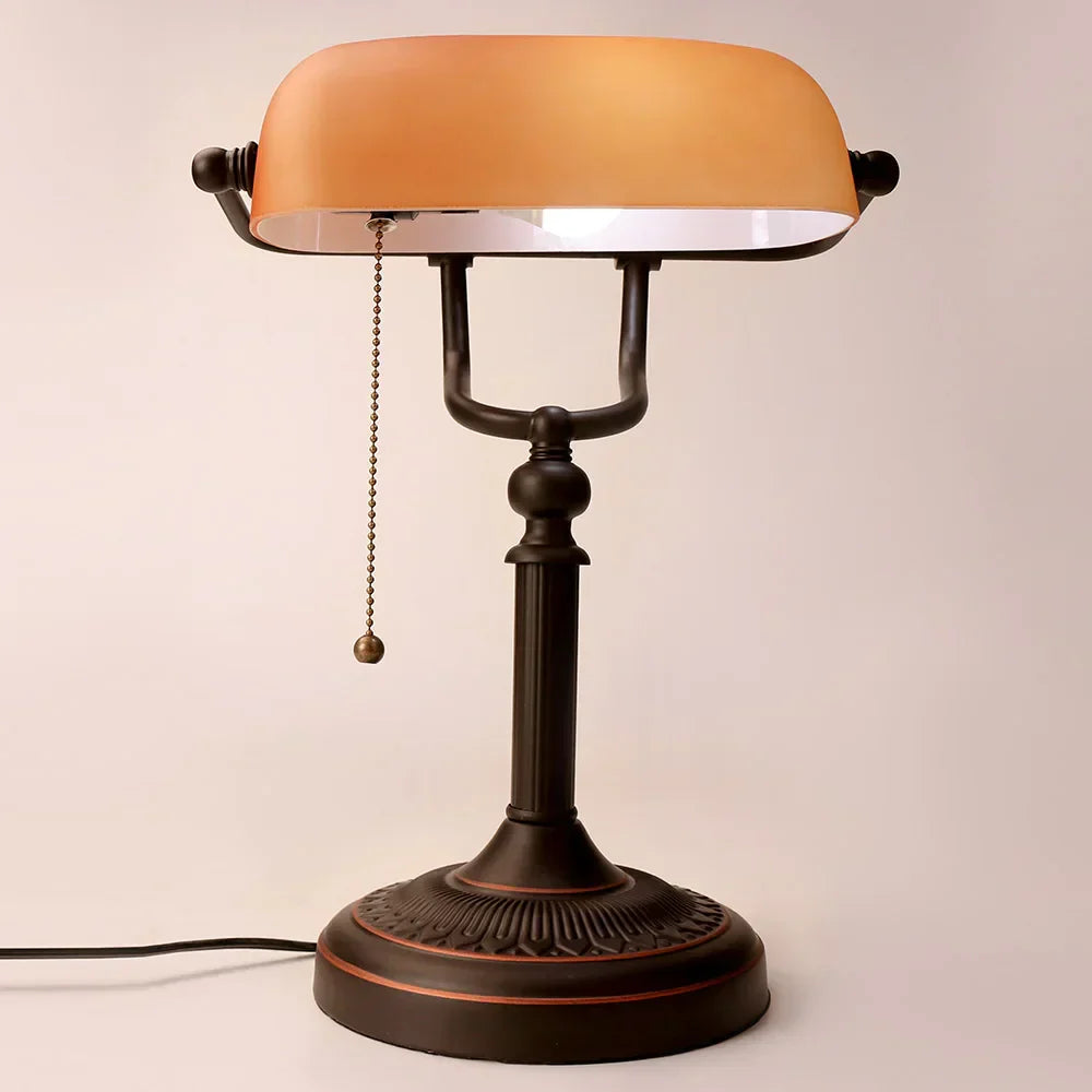 DecorBites™ Glass Banker Lamp Cover - Elegant Lampshade in Green/Blue/Amber/White