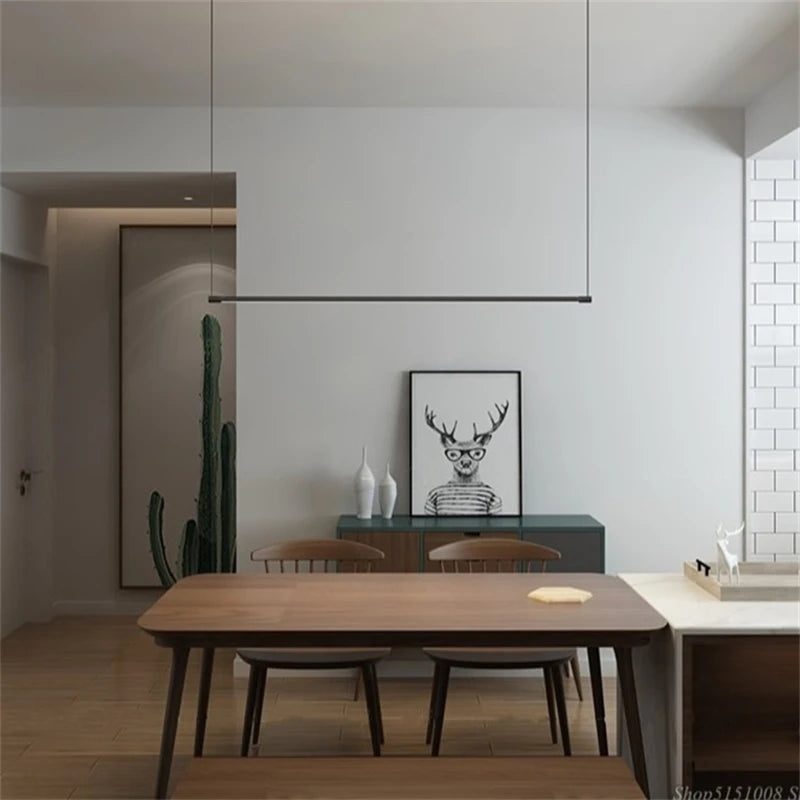 Black Linear Metal LED Pendant Light