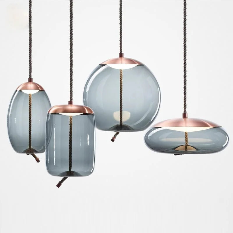 مصابيح تعليق على شكل عقدة من حبل القنب من DecorBites™ - مصباح زجاجي معلق