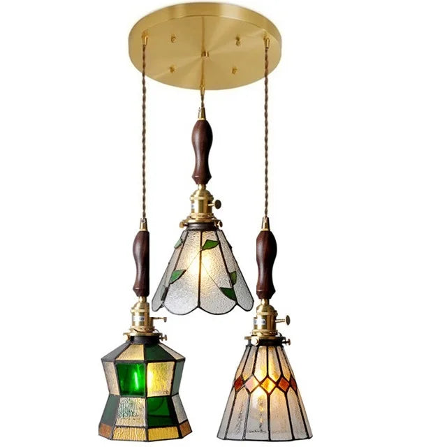 DecorBites™ مصباح معلق نحاسي زجاجي مع مفتاح خشبي: مصباح LED إسكندنافي حديث معلق