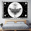 DecorBites™ Black & White Tarot Witchcraft Tapestry | Bohemian Hippie Mandala Wall Decor