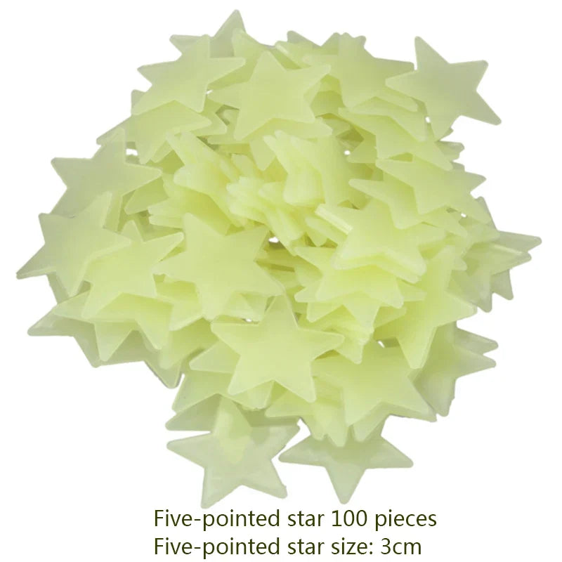 3D Stars Glow Dark Wall Stickers by DecorBites™ – Luminous Fluorescent Home Decor