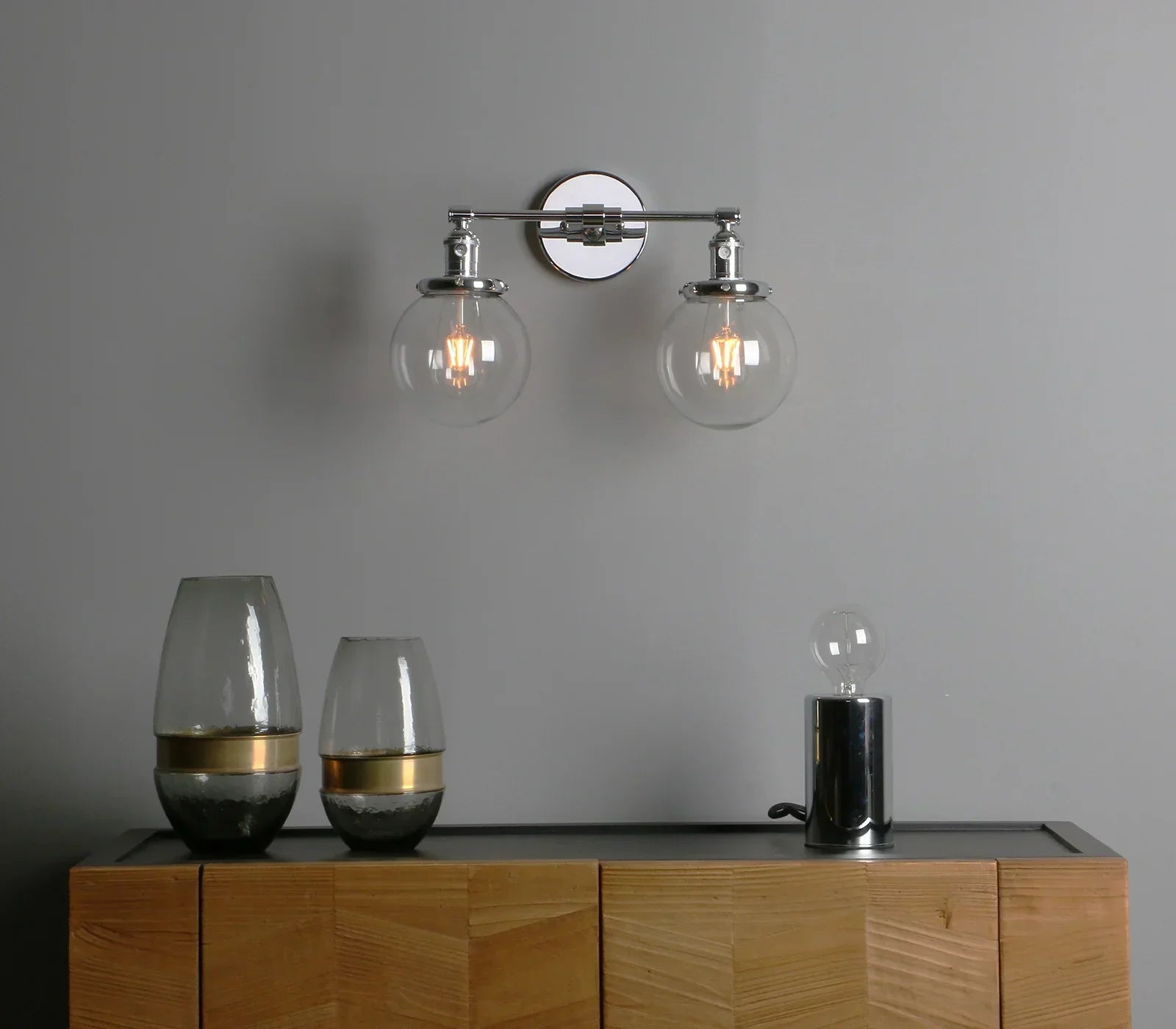 DecorBites™ Glass Ball Globe Wall Light for Retro Home Decor - Double Heads E27 Sconce