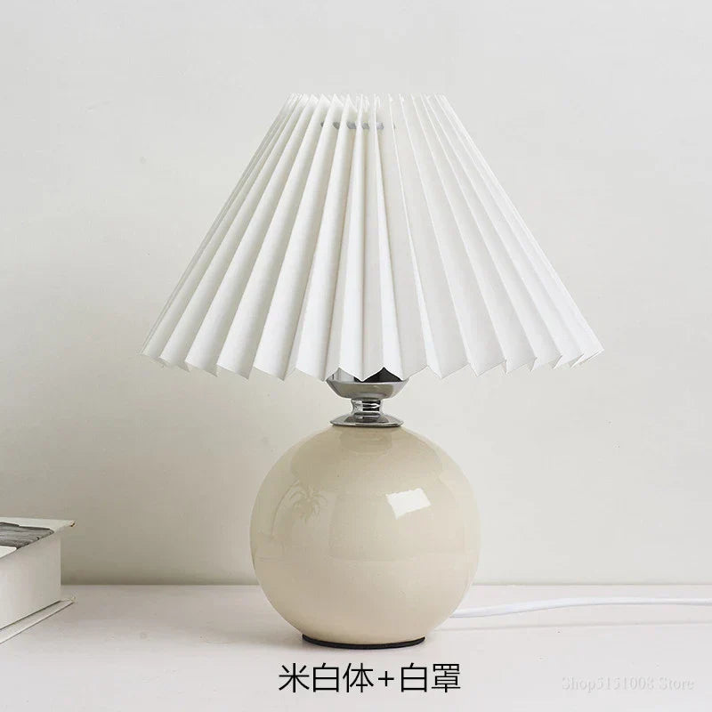 Lampes de table japonaises DecorBites™ en céramique Abat-jour plissé pour salon Éclairage chaleureux pour chambre