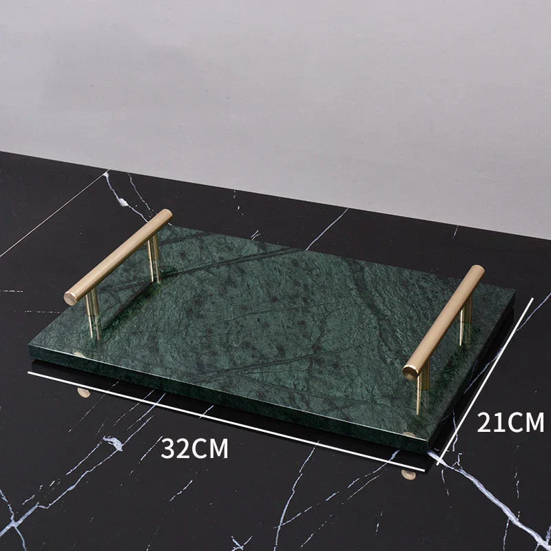 DecorBites™ Dark Green Marble Bathroom Set - Nordic Light Luxury Tray Toothbrush Holder Soap Dispenser Kit