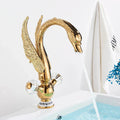 DecorBites™ Gold Brass Black Swan حوض حمام صنبور خلاط فردي فاخر مثبت على السطح