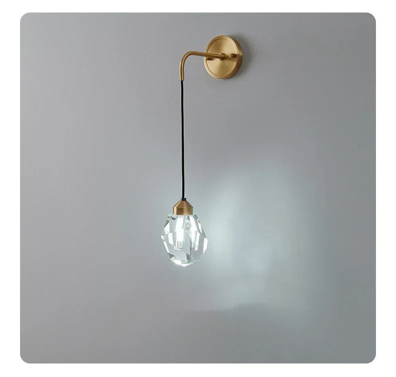 أباليك حائط كريستالية بإضاءة LED من DecorBites™ نحاسية لديكور المنزل الفاخر والعصري