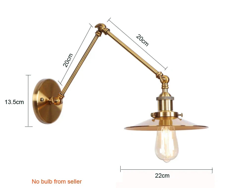 DecorBites™ Adjustable Long Arm Wall Light - Flexible Gold Lamp for Modern Spaces
