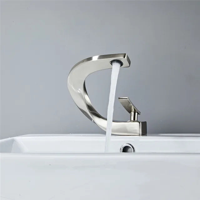 DecorBites™ Gold White Bathroom Basin Faucet Cold Hot Water Mixer Sink Tap