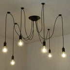 Vintage Black Spider Pendant Chandelier in Iron