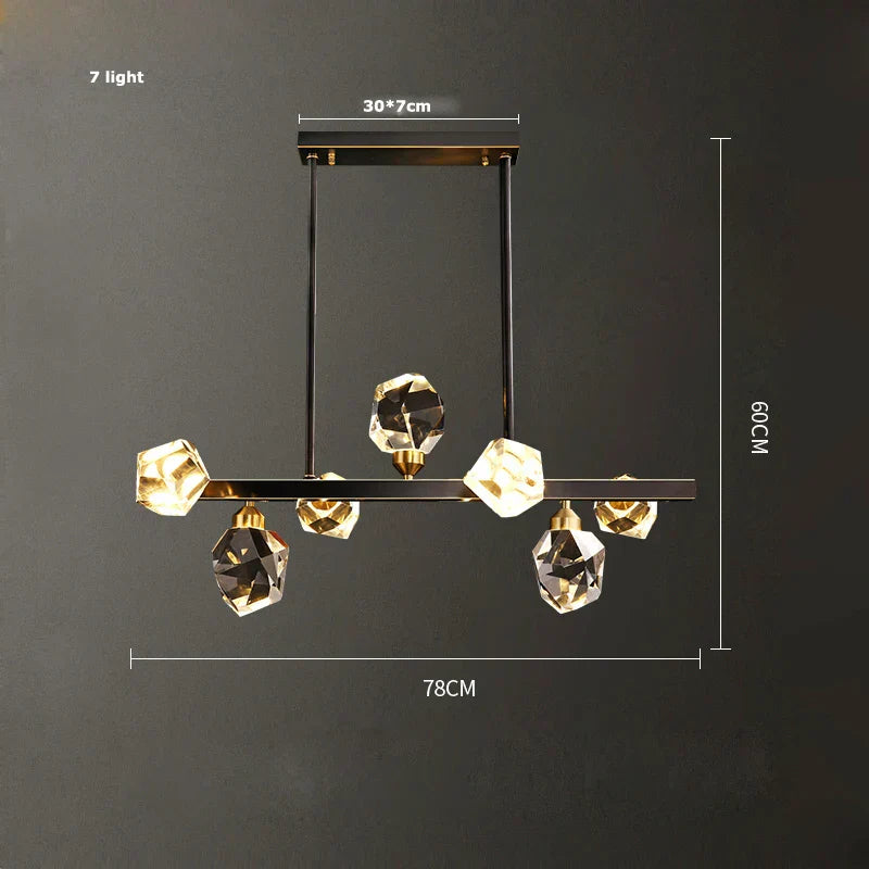 DecorBites™ Crystal Copper Black LED Chandelier for Dinning Room
