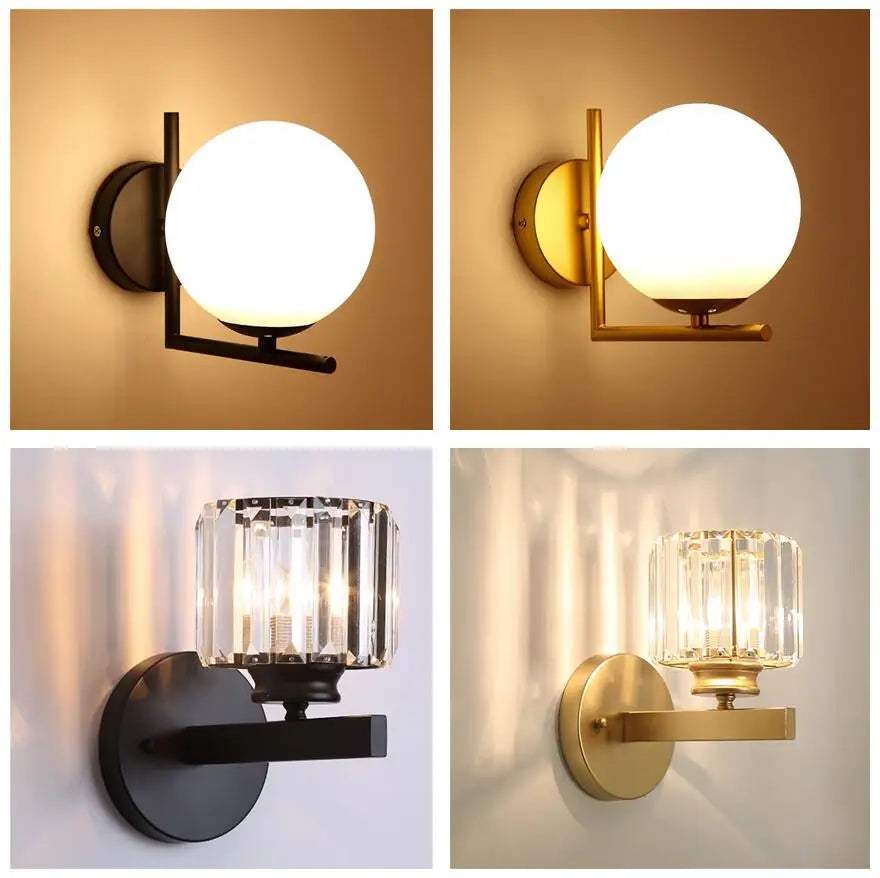 مصباح حائط LED كروي زجاجي من DecorBites™ للممر وغرفة النوم وديكور غرفة المعيشة