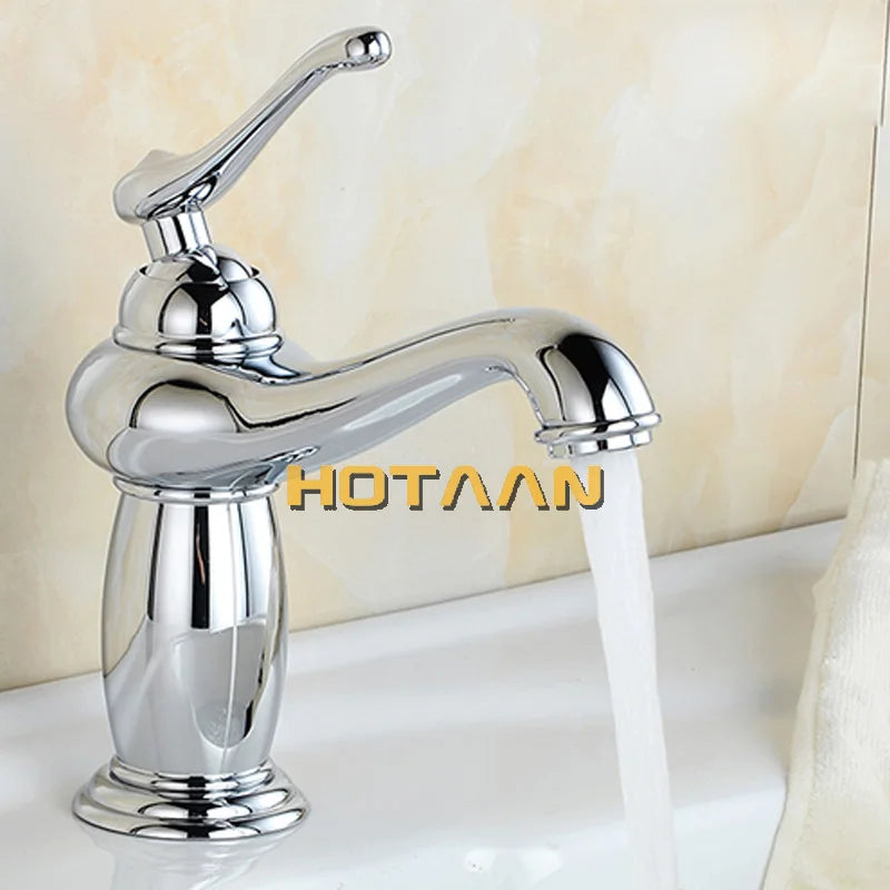 DecorBites™ خلاط حوض حمام نحاسي ذهبي مع صنبور سيراميك