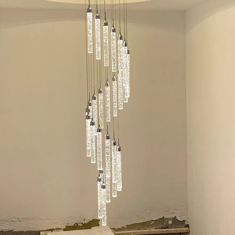 DecorBites™ Golden LED Crystal Chandelier for Living Room Staircase