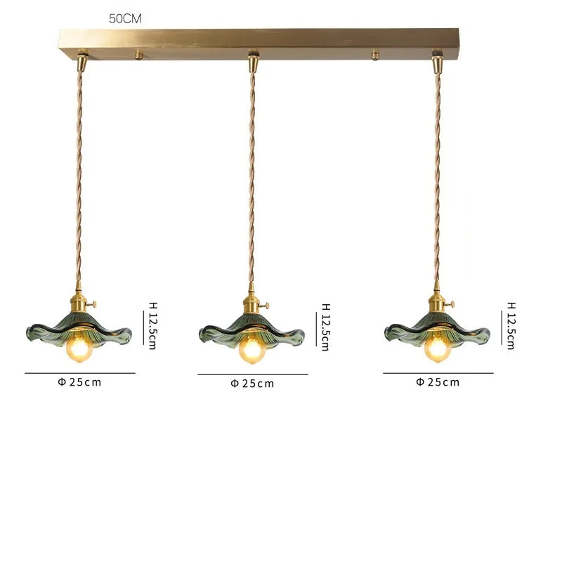 مصباح معلق DecorBites™ الزجاجي الأخضر: مصباح LED متدلي عصري لغرفة المعيشة والطعام