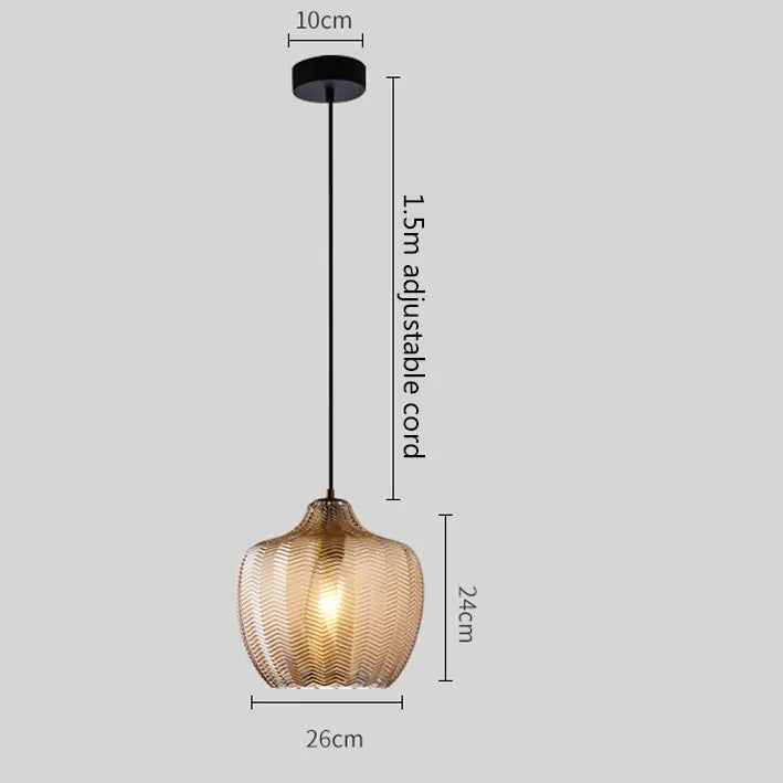 DecorBites™ Amber Gray Glass Chandelier LED Light Modern Nordic Bedroom Restaurant Bar Staircase Lamp