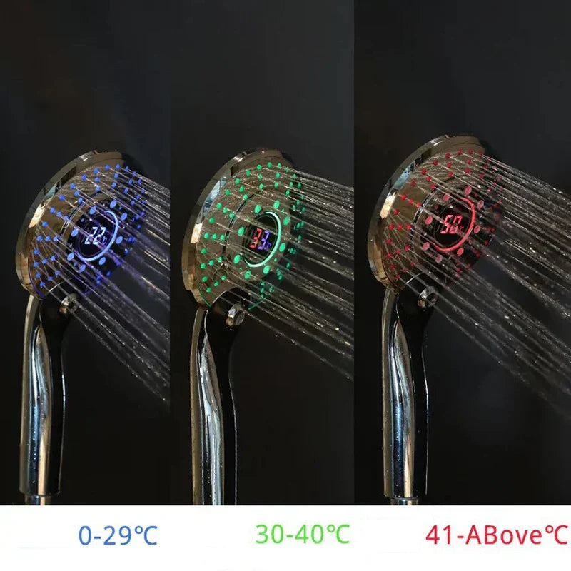 رأس دش DecorBites™ LED بضوء وتحكم رقمي في درجة الحرارة