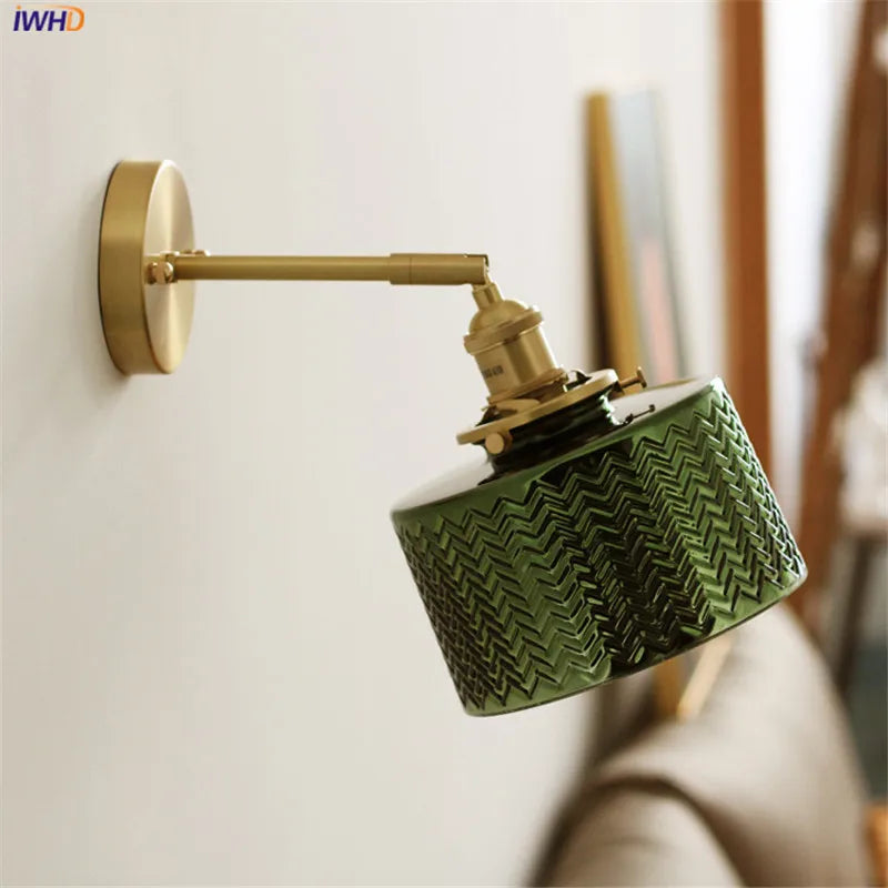 DecorBites™ Green Glass Nordic Wall Sconce LED Light for Bedroom Bathroom Mirror