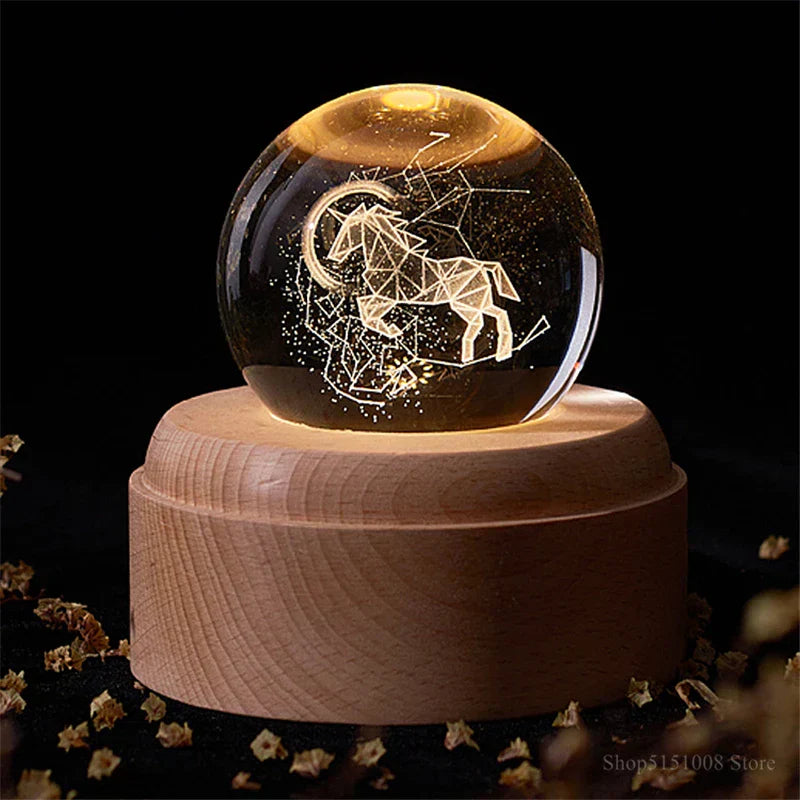 DecorBites™ Crystal Ball Night Light USB Music Box Universe Globe 3D Lamp