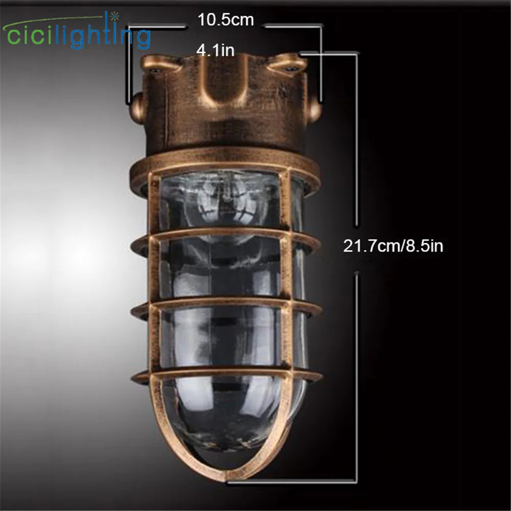 DecorBites™ Clear Glass Jar Ceiling Lamp for Bathroom Kitchen Outdoor - Waterproof Caged Mount