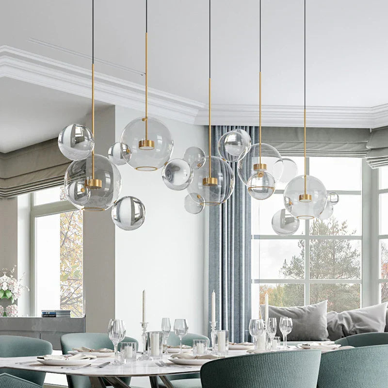 DecorBites™ Frosted Glass Ball Pendant Light for Dining Room and Kitchen Decor