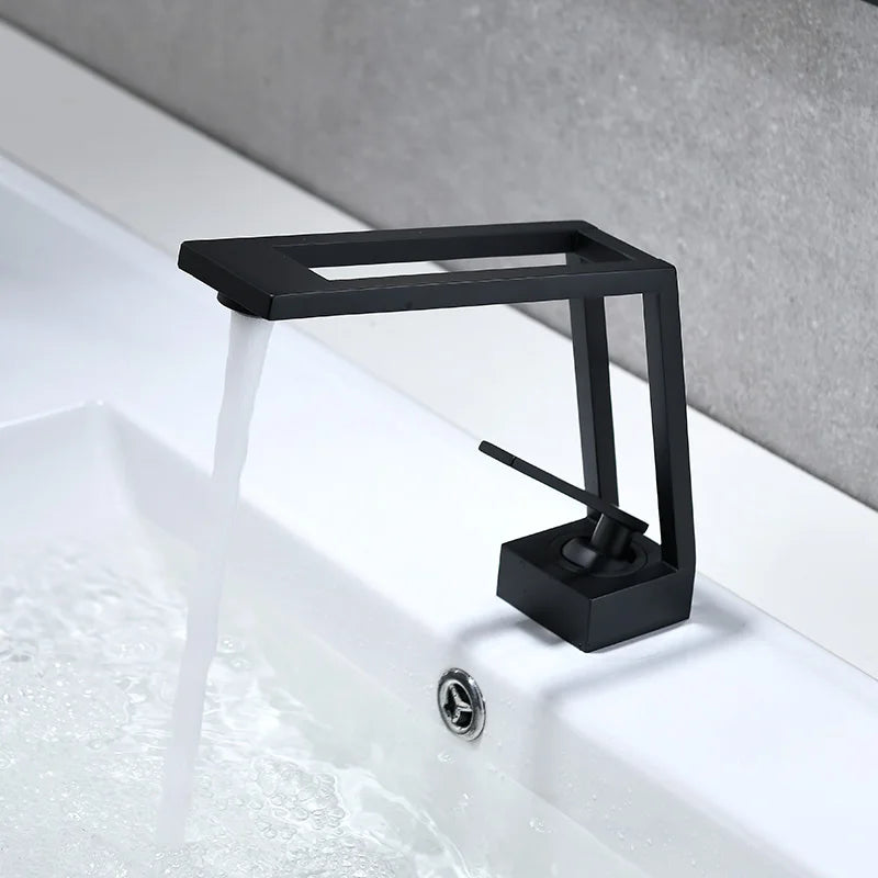 DecorBites™ Black Brass Basin Faucet Mixer with Single Handle Deck Mount