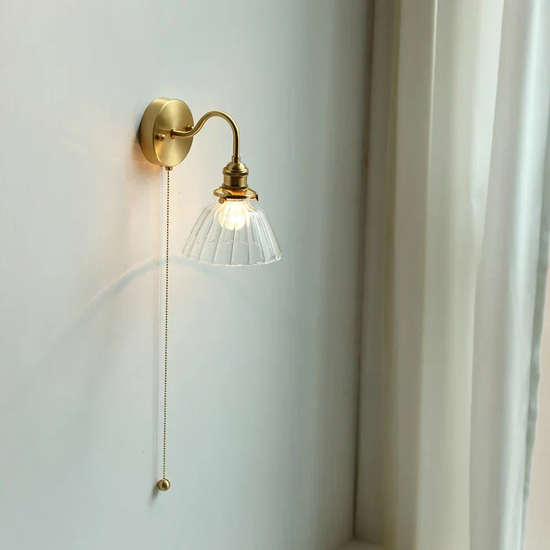 أضواء جدارية زجاجية ونحاسية LED DecorBites™ مع مفتاح بسلسلة سحب لمرآة غرفة نوم المنزل والحمام