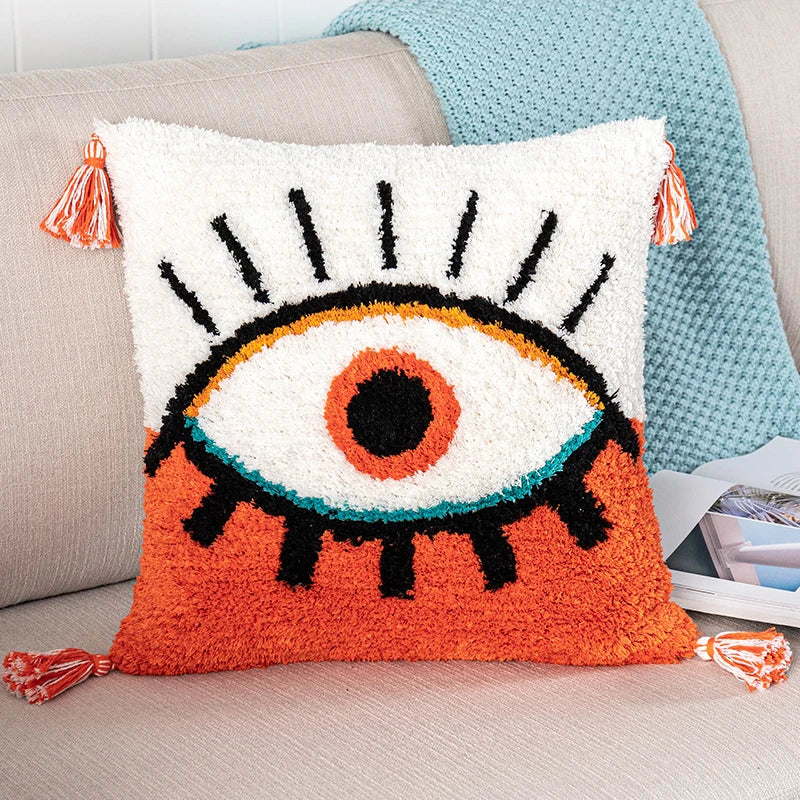 DecorBites™ Black Abstract Eye Pillow Cover for Home Decoration, 30x50cm/45x45cm