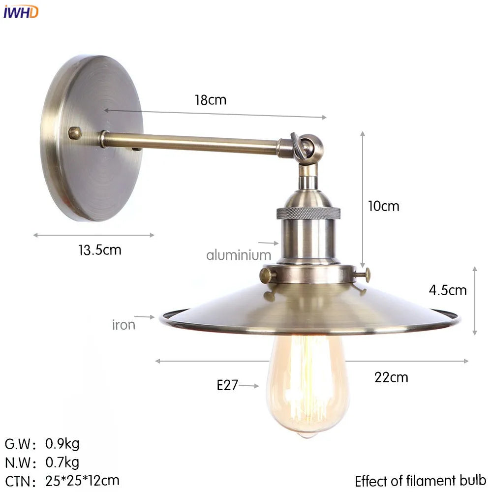 DecorBites™ Antique Gold Rustic LED Wall Light for Home Decor