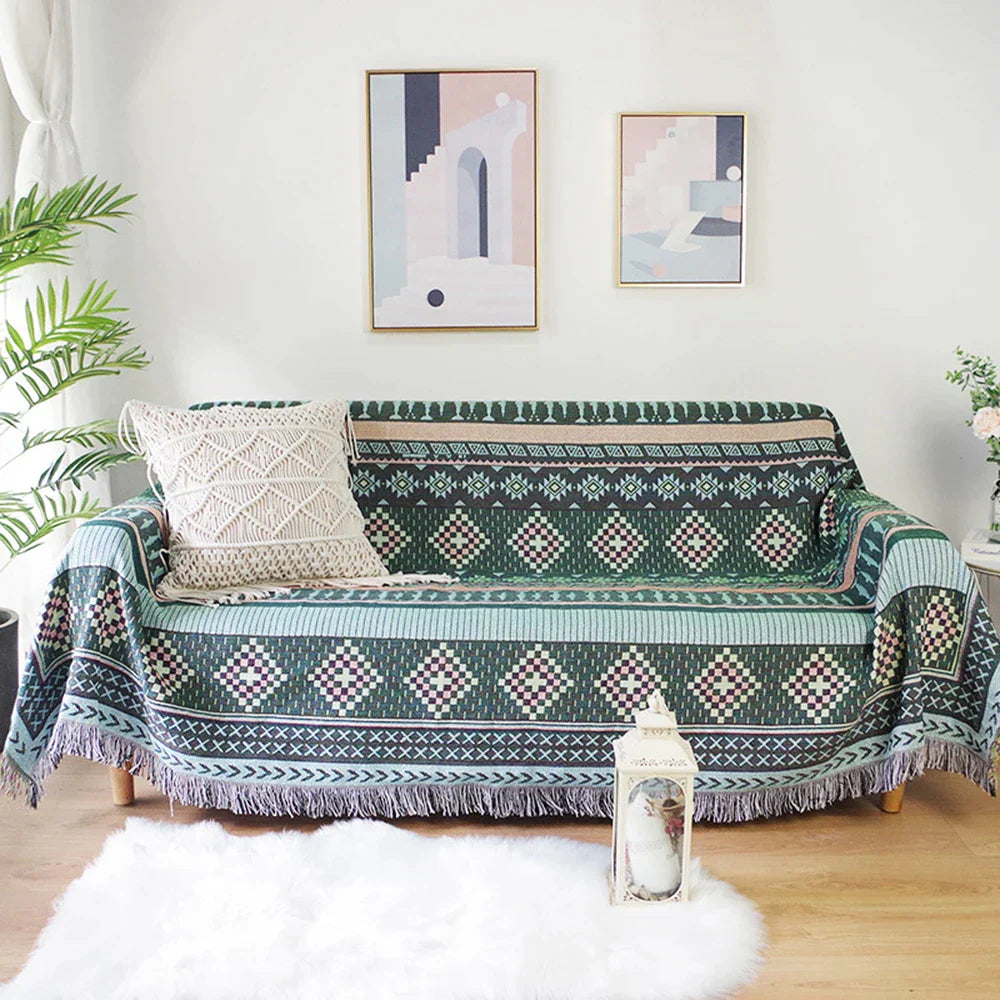 DecorBites™ بطانية صوف محبوكة كاروهات بنمط نورديك - ديكور منزلي مريح وغطاء أريكة