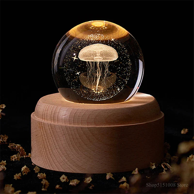 DecorBites™ Crystal Ball Night Light USB Music Box Universe Globe 3D Lamp