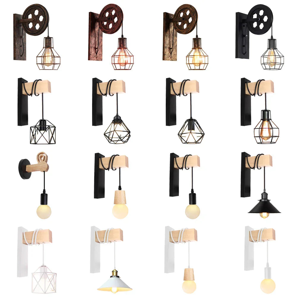 مصباح حائط صناعي DecorBites™ مزود ببكرة - شمعدان ريترو علوي للمنزل والمقهى والبار